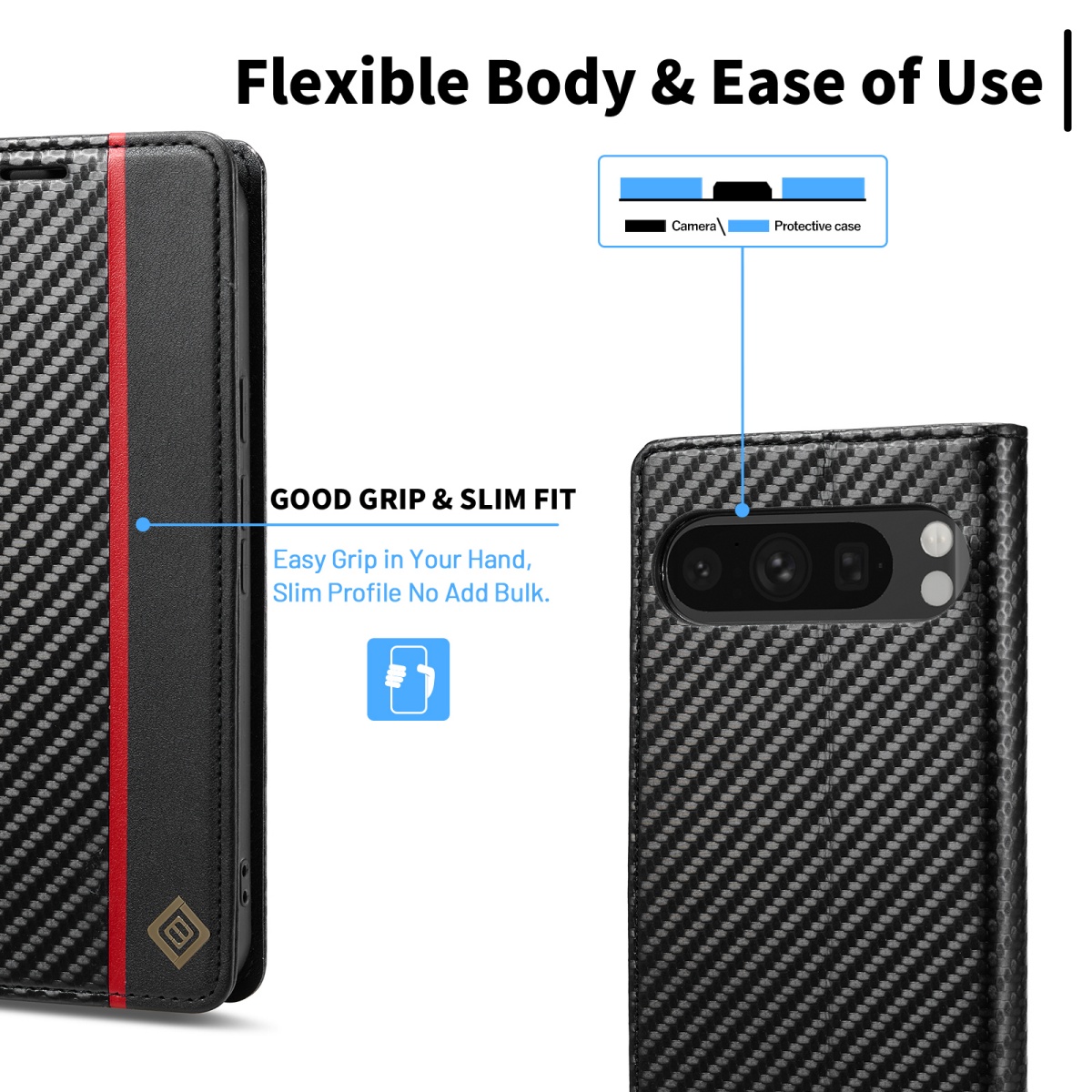 Funda de Cuero con Fibra de Ca - Google Pixel 8A reseña y precio